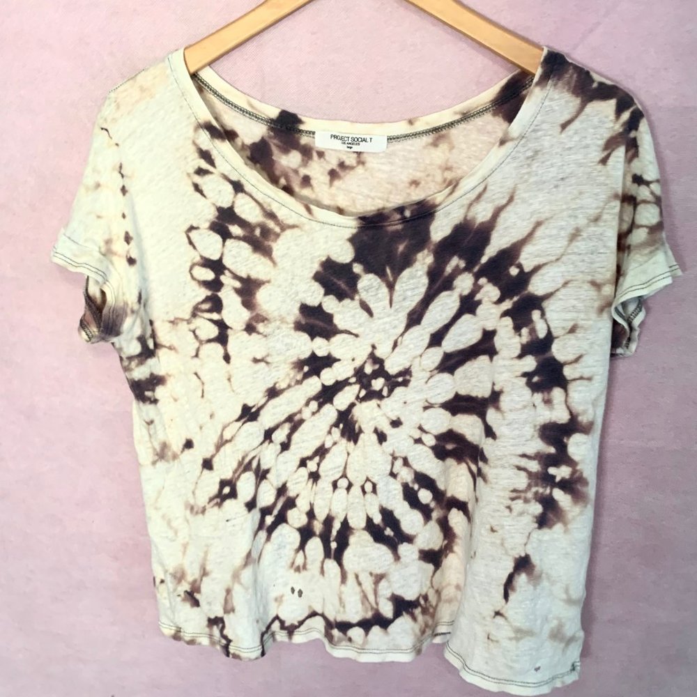 Custom Bleach Dyed Design Women's Cropped T-Shirt.